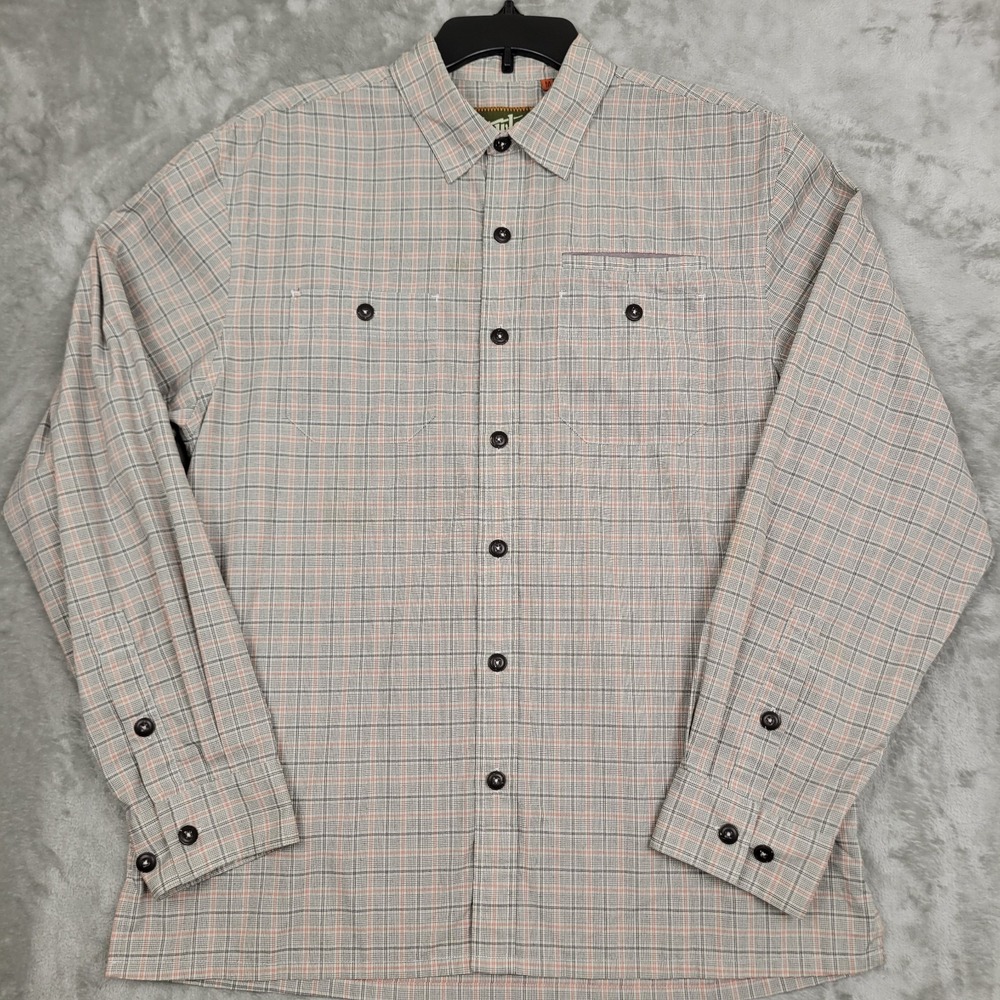 Howler Brothers Men's Medium Brown Orange Plaid Long Sleeve Button Up Shirt